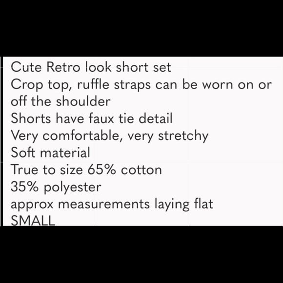 Sexy Retro Shorts & Crop top set size small - Picture 3 of 3